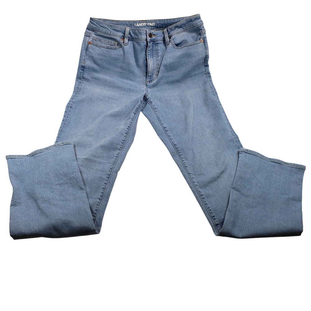 Lands End Womens Jeans Size 10 Tall Light‎ Wash Blue Flare Denim Pants